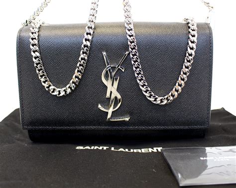 ysl black bag with black hardware|ysl black bag with silver chain.